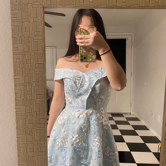 Ready to ship spring sale light blue show off those shoulders hand dye dress main image 0